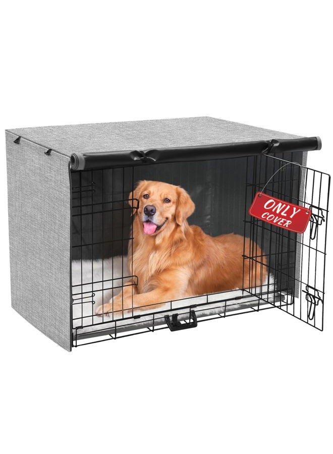 Akinerri Dog Crate Cover - Double Door Waterproof Pet Kennel Cover, Durable 600D Polyester Protective Cage Cover for 24/30/36/42/48 Inch Dog Crate - Grey - Image 1