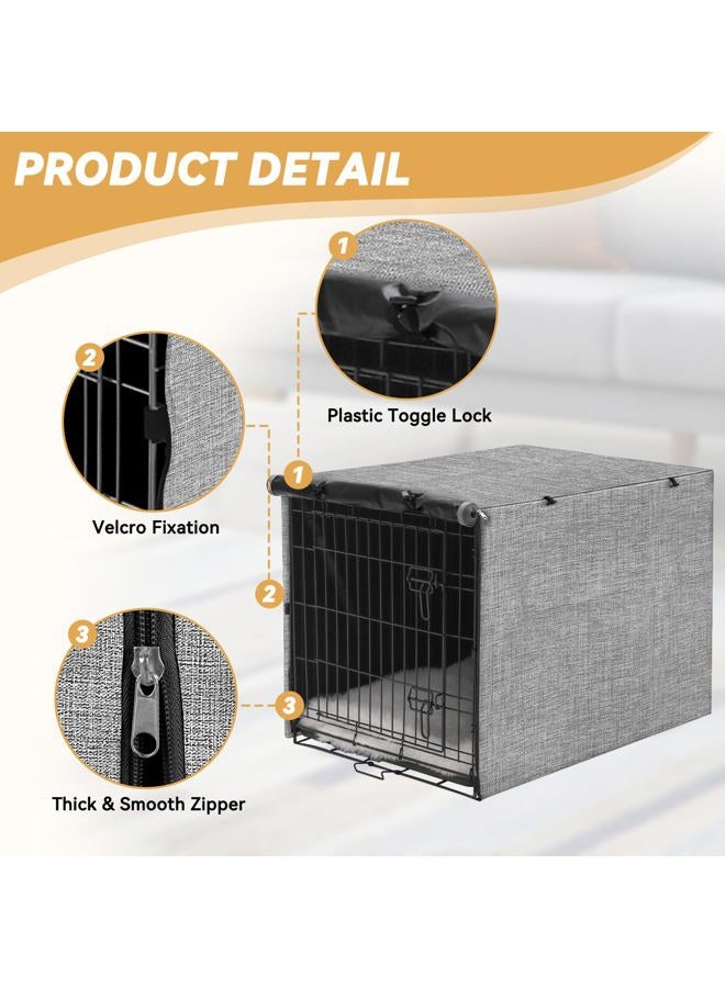 Akinerri Dog Crate Cover - Double Door Waterproof Pet Kennel Cover, Durable 600D Polyester Protective Cage Cover for 24/30/36/42/48 Inch Dog Crate - Grey - Image 2