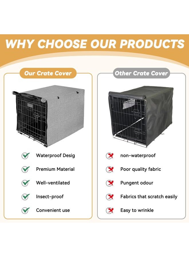 Akinerri Dog Crate Cover - Double Door Waterproof Pet Kennel Cover, Durable 600D Polyester Protective Cage Cover for 24/30/36/42/48 Inch Dog Crate - Grey - Image 3