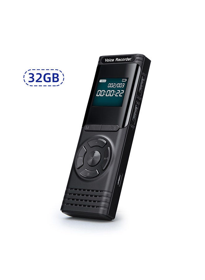 32GB Digital Voice Recorder Voice Activated Recorder Dictaphone MP3 Player HD Recording 13 Continuous Recording Line-In Function for Meeting Lecture Interview Class MP3 Record