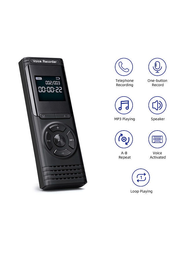 32GB Digital Voice Recorder Voice Activated Recorder Dictaphone MP3 Player HD Recording 13 Continuous Recording Line-In Function for Meeting Lecture Interview Class MP3 Record