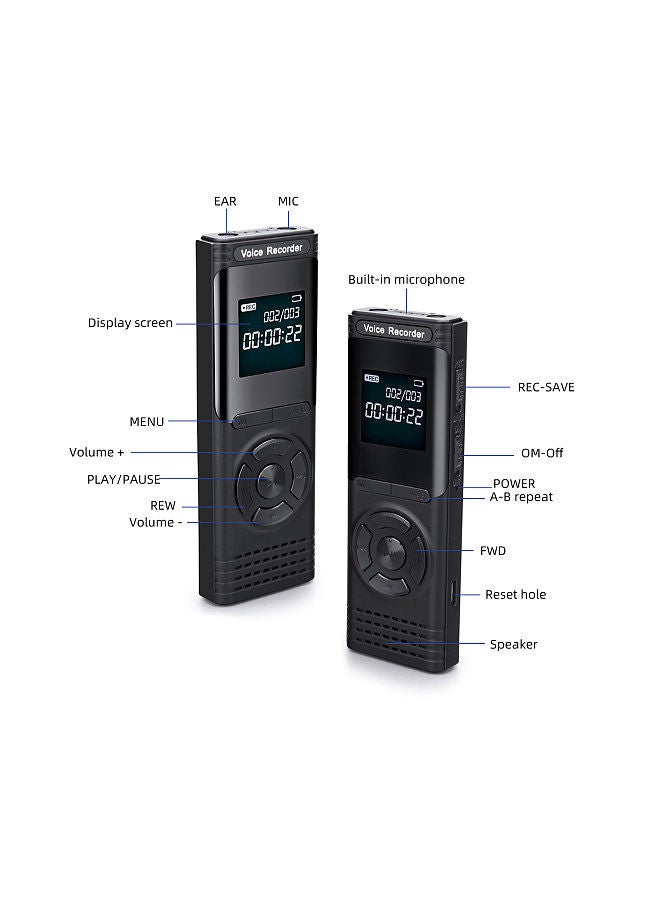 32GB Digital Voice Recorder Voice Activated Recorder Dictaphone MP3 Player HD Recording 13 Continuous Recording Line-In Function for Meeting Lecture Interview Class MP3 Record
