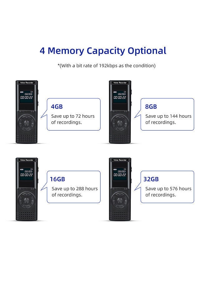 32GB Digital Voice Recorder Voice Activated Recorder Dictaphone MP3 Player HD Recording 13 Continuous Recording Line-In Function for Meeting Lecture Interview Class MP3 Record