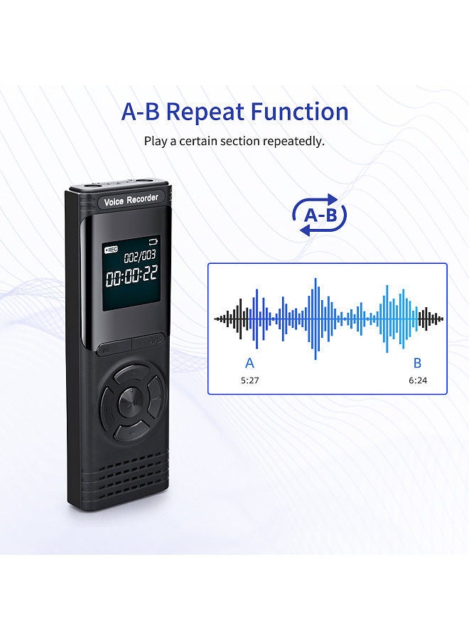 32GB Digital Voice Recorder Voice Activated Recorder Dictaphone MP3 Player HD Recording 13 Continuous Recording Line-In Function for Meeting Lecture Interview Class MP3 Record
