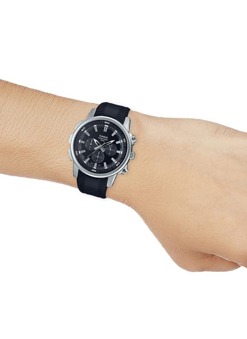 Casio Watch for Men - Analog Mixed - Black Dial Resin Band Watch MTP-E505-1AVDF.