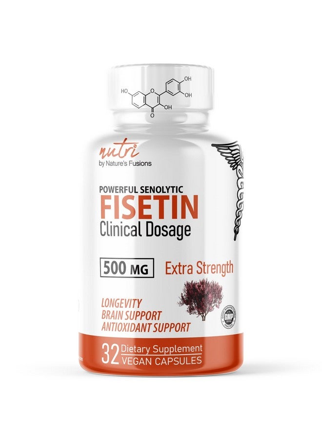 Nature's Fusions Nutri Fisetin 500mg 32 Count - Clinical Dosage - Fisetin Supplements - Powerful Senolytic Activator, Antioxidant, & Brain Support - Natural Polyphenols - 32 Count - Image 1
