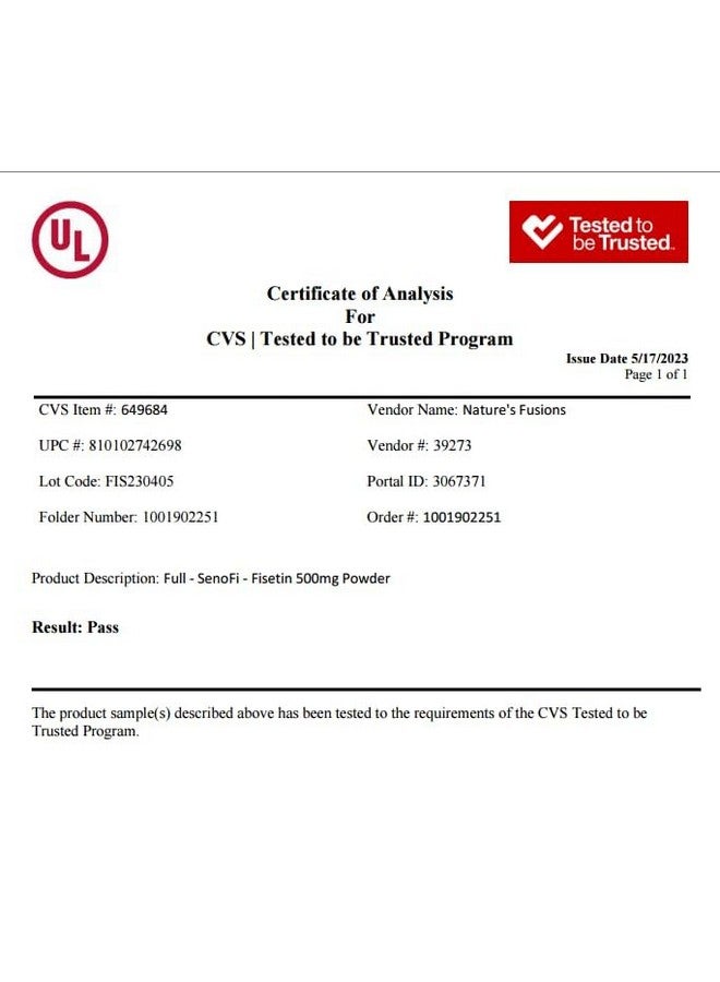 Nature's Fusions Nutri Fisetin 500mg 32 Count - Clinical Dosage - Fisetin Supplements - Powerful Senolytic Activator, Antioxidant, & Brain Support - Natural Polyphenols - 32 Count - Image 5