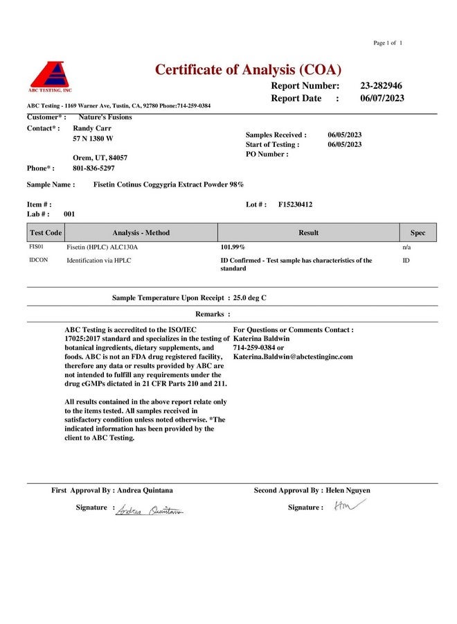 Nature's Fusions Nutri Fisetin 500mg 32 Count - Clinical Dosage - Fisetin Supplements - Powerful Senolytic Activator, Antioxidant, & Brain Support - Natural Polyphenols - 32 Count - Image 4