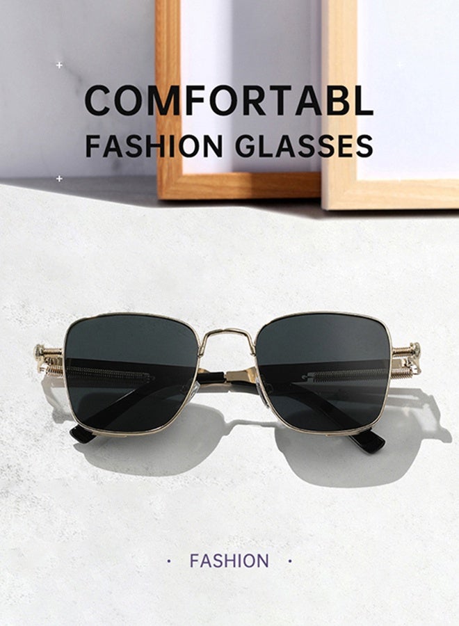 نظارات أزياء معدنية مربعة مربعة رجعية رائعة للرجال للنساء ، والرياضات في الهواء الطلق تأتي مع علبة النظارات وقطعة قماش تنظيف النظارات - Image 3