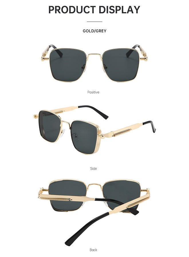 نظارات أزياء معدنية مربعة مربعة رجعية رائعة للرجال للنساء ، والرياضات في الهواء الطلق تأتي مع علبة النظارات وقطعة قماش تنظيف النظارات - Image 5