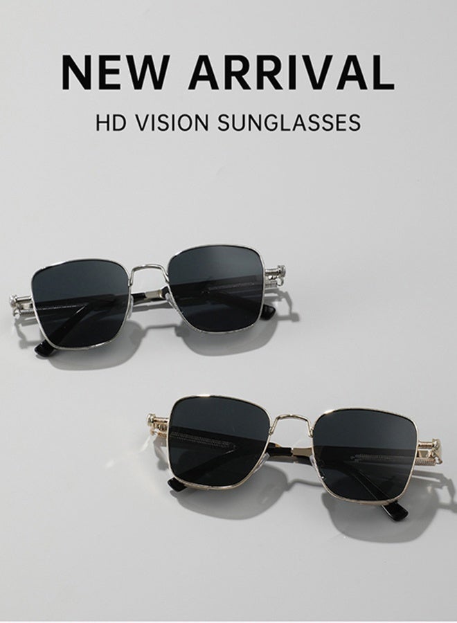 نظارات أزياء معدنية مربعة مربعة رجعية رائعة للرجال للنساء ، والرياضات في الهواء الطلق تأتي مع علبة النظارات وقطعة قماش تنظيف النظارات - Image 4