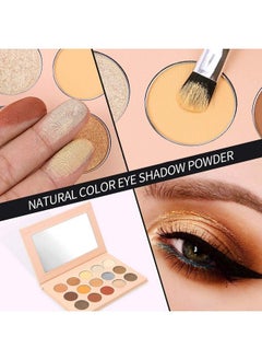 Vodisa Colorful Eyeshadow Palette Matte Shimmer High Pigmented Eyeshadow Pallet 15 Colors Professional Makeup Nudes Warm Natural Long Lasting Waterproof Eye Shadow with Make Up Brushes Set (Brown)  - Image 5