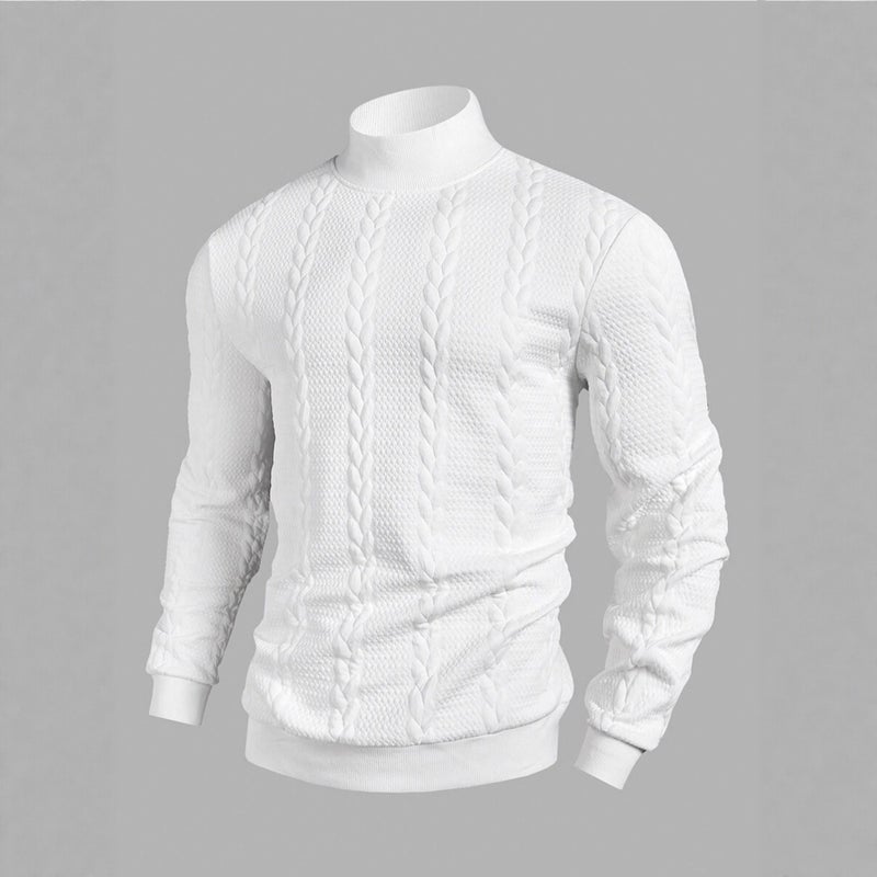 Men's Striped High Neck Pullover Sweatshirt - Image 2