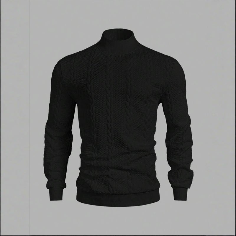 Men's Striped High Neck Pullover Sweatshirt - Image 1