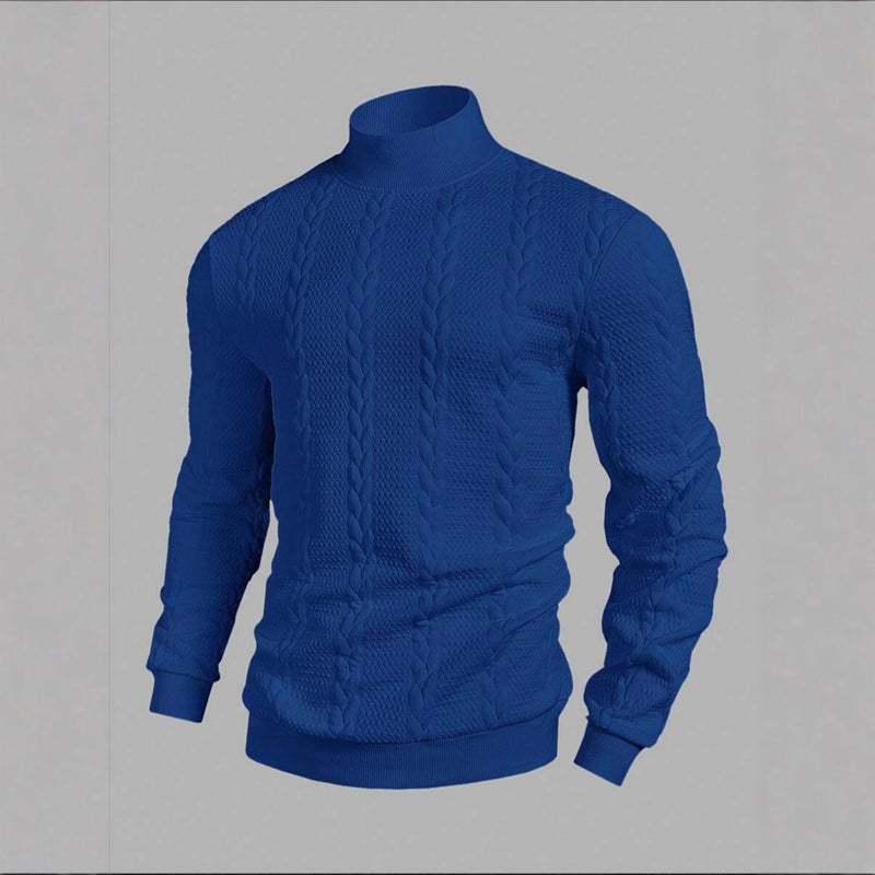 Men's Striped High Neck Pullover Sweatshirt - Image 3