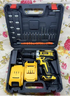 JINSOO 48v rechargeable drill, 3/8 inch drill with lithium battery and charger set, 3 function +25 speed adjustable drill, 36 pieces with multiple accessories drill set