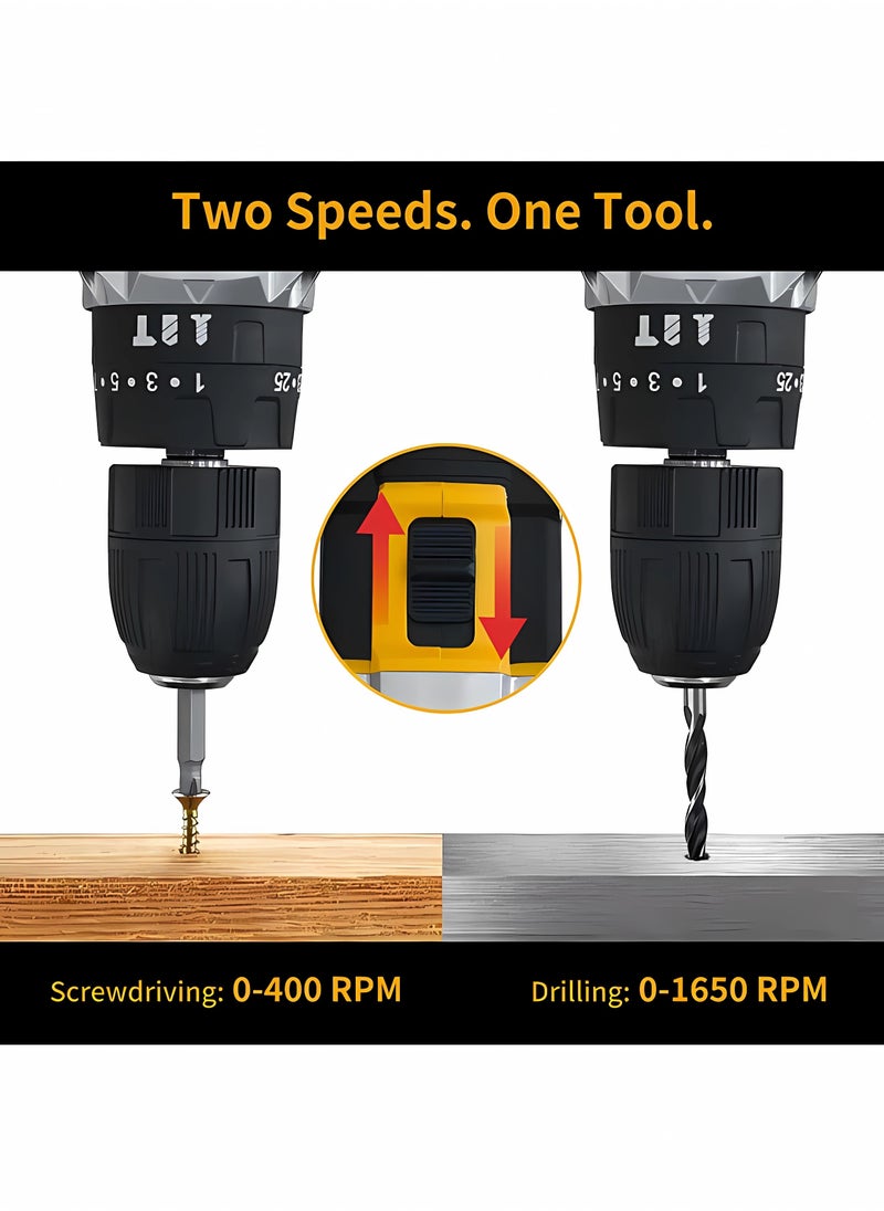 JINSOO - JINSOO 21v rechargeable drill, 3/8 inch drill with lithium battery and charger set, 3 function +25 speed adjustable drill, 36 pieces with multiple accessories drill set - Image 1