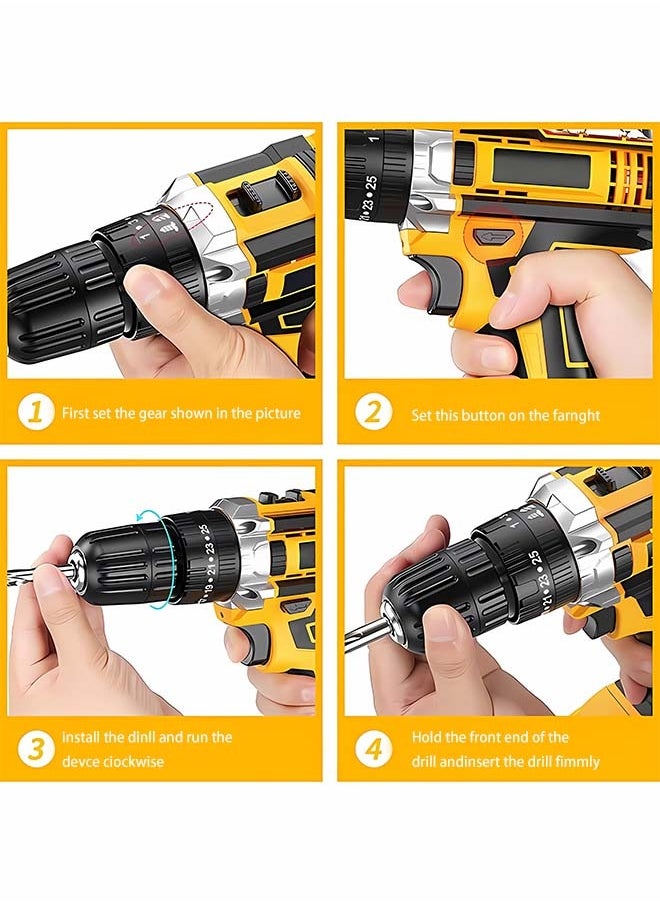 JINSOO - JINSOO 48v rechargeable drill, 3/8 inch drill with lithium battery and charger set, 3 function +25 speed adjustable drill, 36 pieces with multiple accessories drill set - Image 1