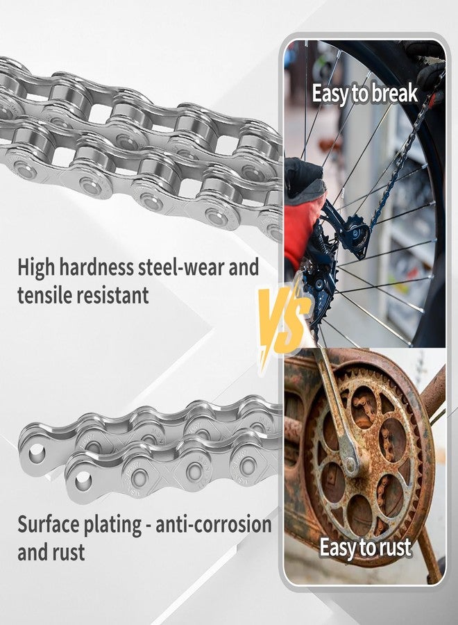 VDHU 9/18/27 Speed Bike Chain, VDHU Bicycle Chain for Road Bicycles,Mountain Bike,MTB Mountain Racing Cycling Accessories with 1 Pairs Bicycle Buckle,Full Silver Plating 116 Links with Quick Link - Image 4