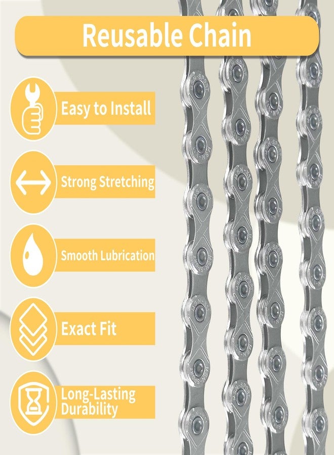 VDHU 9/18/27 Speed Bike Chain, VDHU Bicycle Chain for Road Bicycles,Mountain Bike,MTB Mountain Racing Cycling Accessories with 1 Pairs Bicycle Buckle,Full Silver Plating 116 Links with Quick Link - Image 3