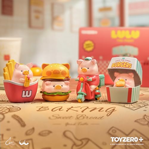 TOYZERO + Store TOYZERO Lulu The Piggy Blind Box Burger Express Movable Series Figurines Mystery Box Cute Animal Figures Collectibles Toys Home Desk Decorations Holiday Birthday Gifts Whole Set - Image 5