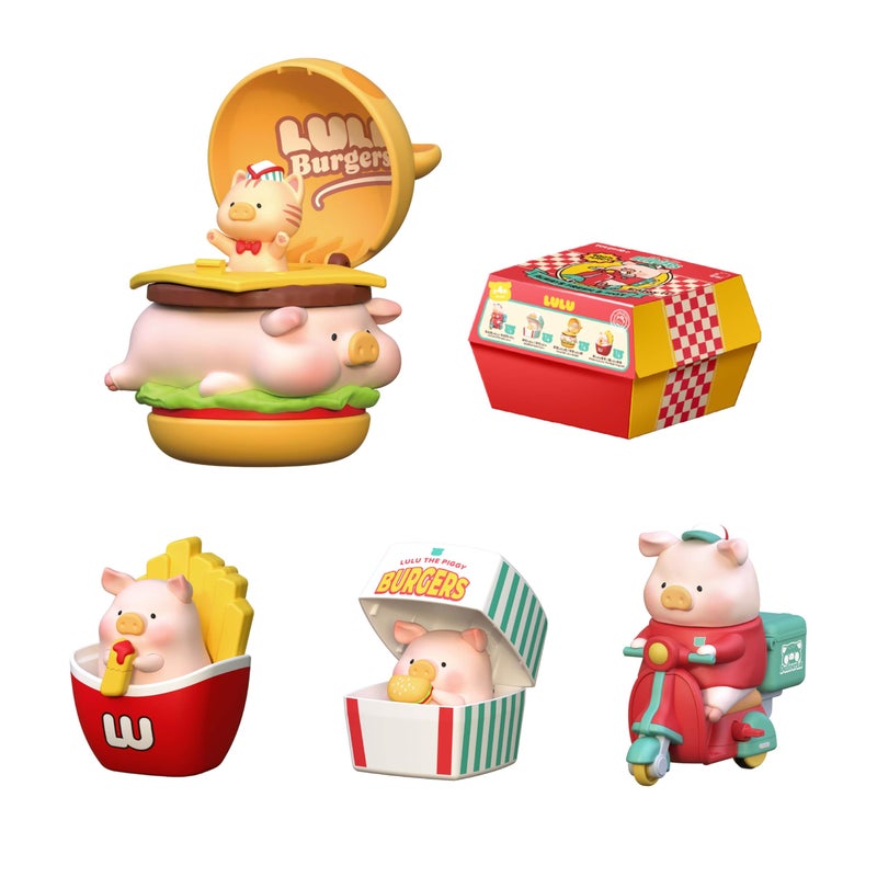 TOYZERO + Store TOYZERO Lulu The Piggy Blind Box Burger Express Movable Series Figurines Mystery Box Cute Animal Figures Collectibles Toys Home Desk Decorations Holiday Birthday Gifts Whole Set - Image 3