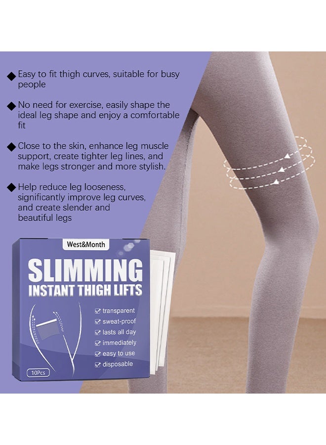 West&Month Instant Thigh Lift Tape Transparent Lifting Adhesive Bandage Patch For Leg Body Sagging Skin Fat Anti Chafing Ultra Thin Inner Paste Waterproof Pad Disposable Shaping Leg Lifting Stickers (10pcs) - Image 5