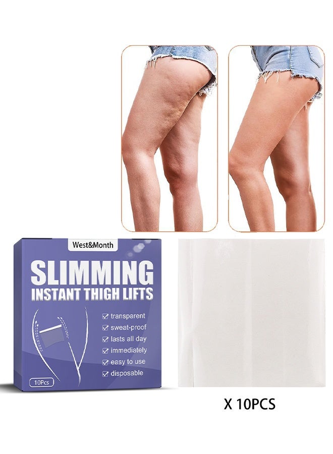 West&Month Instant Thigh Lift Tape Transparent Lifting Adhesive Bandage Patch For Leg Body Sagging Skin Fat Anti Chafing Ultra Thin Inner Paste Waterproof Pad Disposable Shaping Leg Lifting Stickers (10pcs) - Image 1