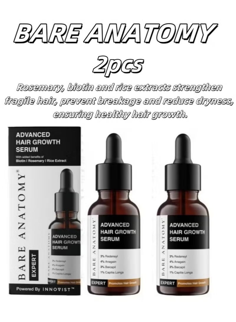 بار_اناتومي باير أناتومي سيروم متقدم لنمو الشعر حزمة ثنائية 2 × 30 مل مع ريدنسيل أناغين بايكايل وكابيليا لونغا علاج مضاد لتساقط الشعر مع البيوتين ومستخلص الأرز روزماري للرجال والنساء - Image 1
