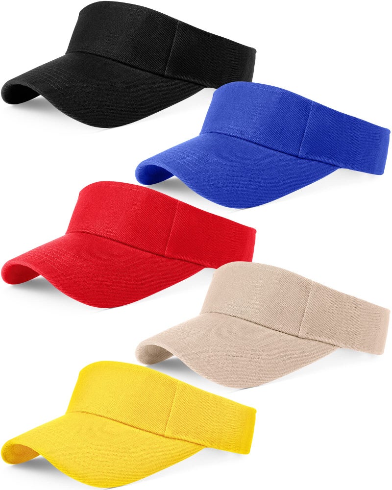 Geyoga 5 Pcs Sports Visor Hats Women Men Adjustable Empty Sun Top Hat Visor for Tennis Baseball Golf Athletic Cycling Running(Navy, Black, White, Pink, Purple) - Image 1