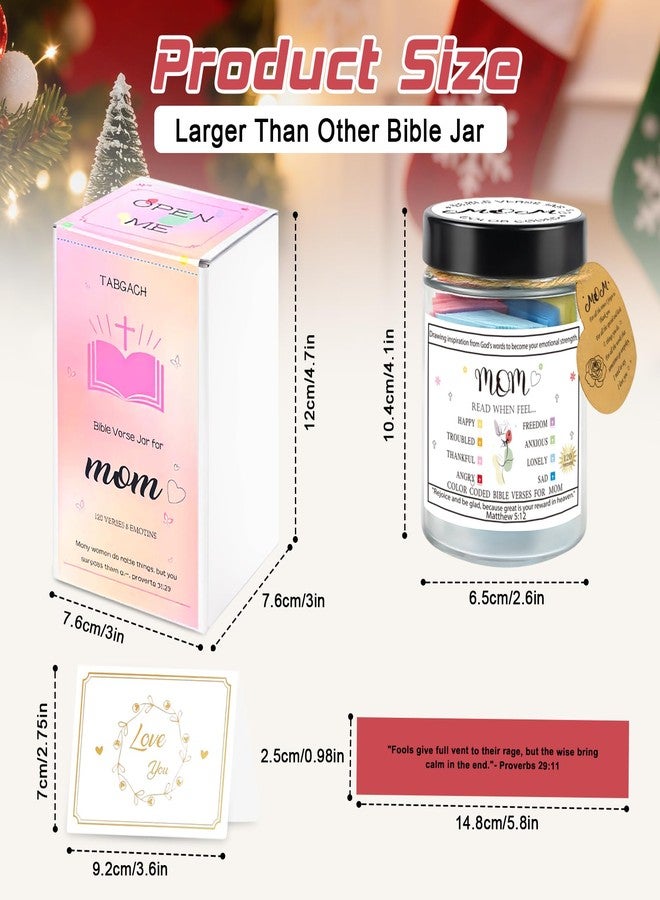 TABGACH Gifts for Mom,Upgrade Bible Verse Jar for Mom Gifts From Daughters Son,Mother Birthday Gift for Mom,Heartfelt Thank You Mothers Day Christian Gift for Women,Prayer Jar 120 Verses 8 Emotions - Image 2