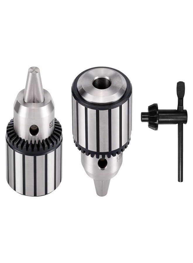 KingTool 4 Pcs Drill Chuck Set - 1/2-Inch Drill Chuck with Chuck Key with #1 (JT33-MT1) and #2 (JT33-MT2) Morse Taper Arbor - Image 3
