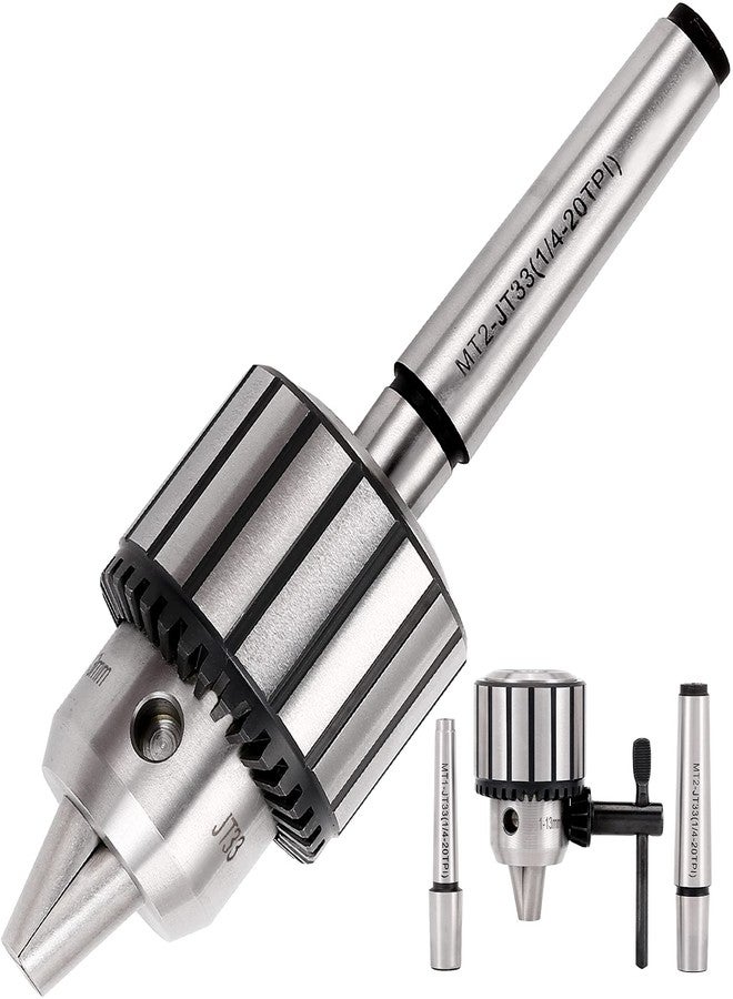 KingTool 4 Pcs Drill Chuck Set - 1/2-Inch Drill Chuck with Chuck Key with #1 (JT33-MT1) and #2 (JT33-MT2) Morse Taper Arbor - Image 1
