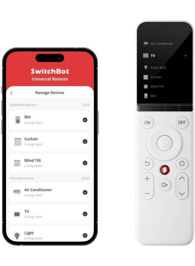 سويتش بوت SwitchBot Multi-Use Smart Universal Remote Control with Customized App, Hub Required, Control 10 IR, 15 Bluetooth Devices & 10 Scenes, Compatible With TV/AC/SwitchBot Bot, Curtain | W4600000 - Image 1