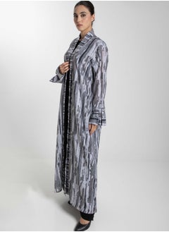 MSquare Fashion Front Open Camouflage Linen Abaya  - Image 4
