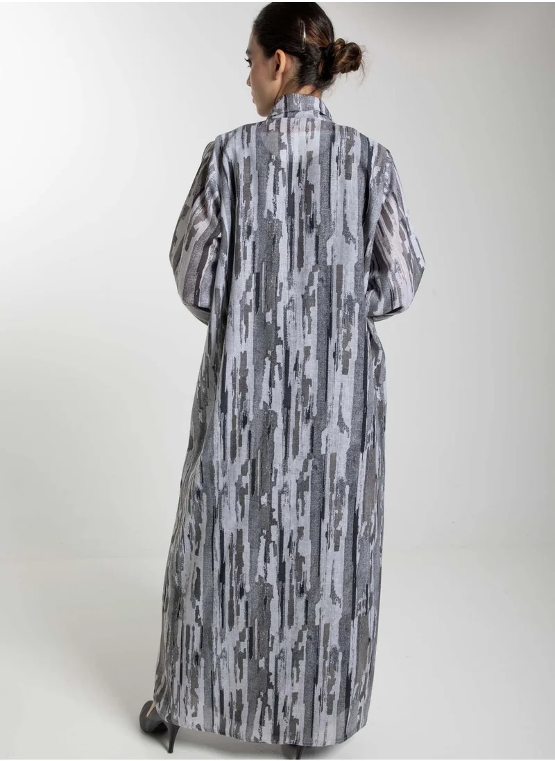 MSquare Fashion Front Open Camouflage Linen Abaya
