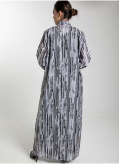 MSquare Fashion Front Open Camouflage Linen Abaya  - Image 2