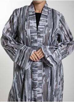 MSquare Fashion Front Open Camouflage Linen Abaya  - Image 3