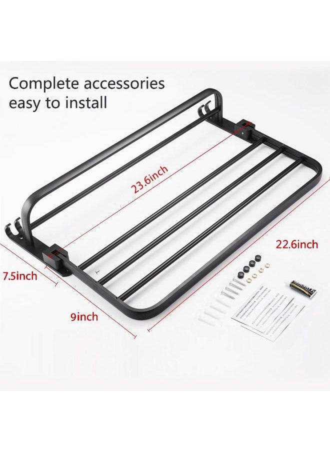 Generic - Bathroom Double Towel Rack,Towel Shelf with Two Towel Bars and Hooks Design,23.6-inch Wall-Mounted Bath Towel Racks,No Rust,High Strength Aluminum Alloy Matte Black - Image 1