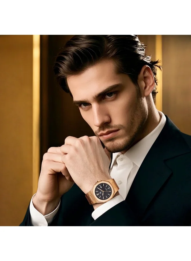 Sapphero SAPPHERO Men's Watch Octagonal Stainless Steel 30M Waterproof Luminous Wristwatch Luxury Analog Quartz Watch for Men with Date Elegant Mens