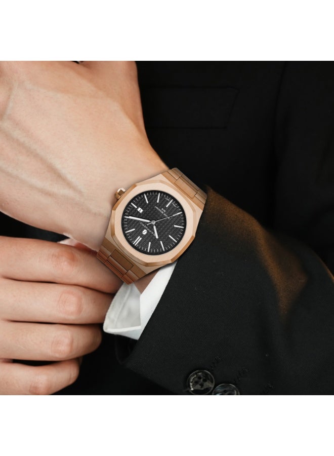 SAPPHERO Men's Watch Octagonal Stainless Steel 30M Waterproof Luminous Wristwatch Luxury Analog Quartz Watch for Men with Date Elegant Mens - Image 3