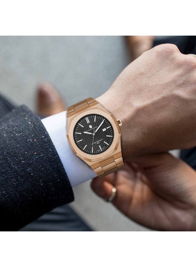 SAPPHERO Men's Watch Octagonal Stainless Steel 30M Waterproof Luminous Wristwatch Luxury Analog Quartz Watch for Men with Date Elegant Mens - Image 4