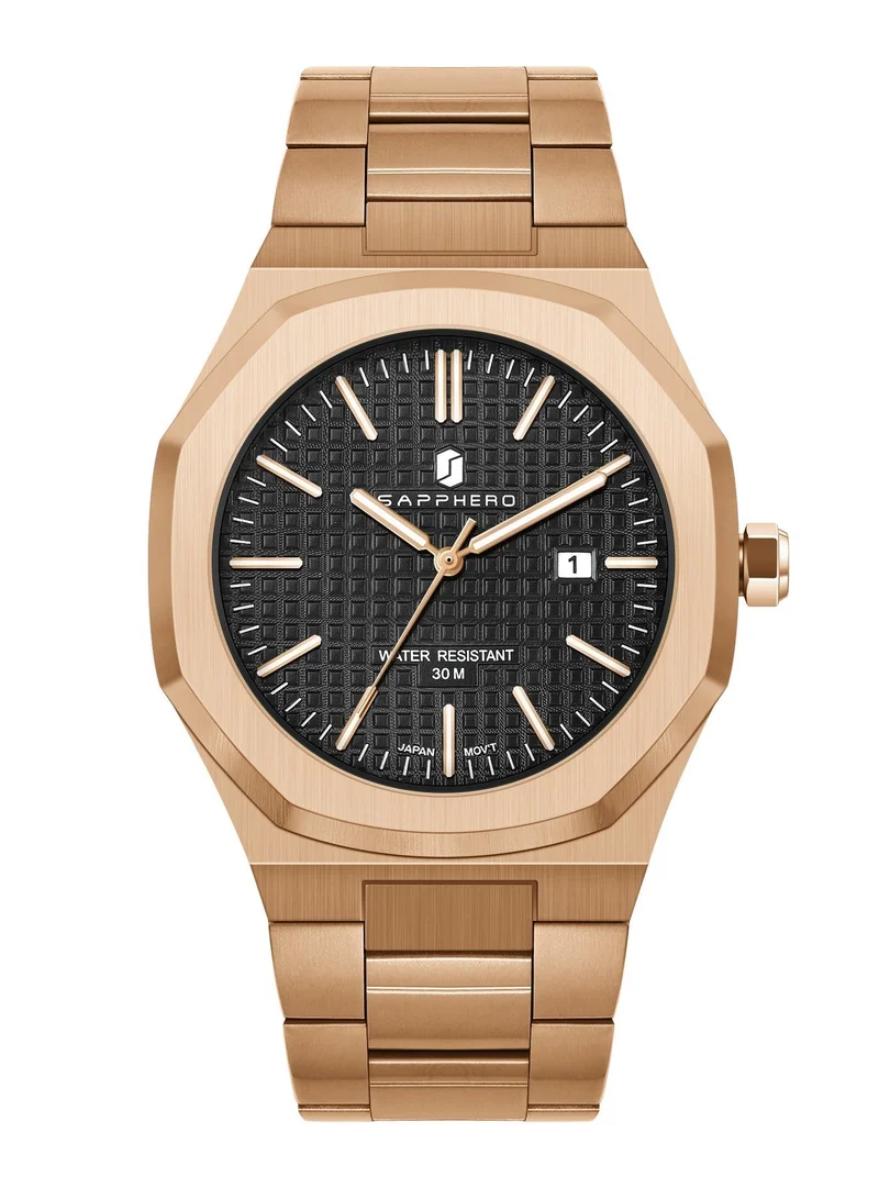 Sapphero  SAPPHERO Men's Watch Octagonal Stainless Steel 50M Waterproof Luminous Wristwatch Luxury Analog Quartz Watch for Men with Date Elegant Mens for Men | Best Price UAE