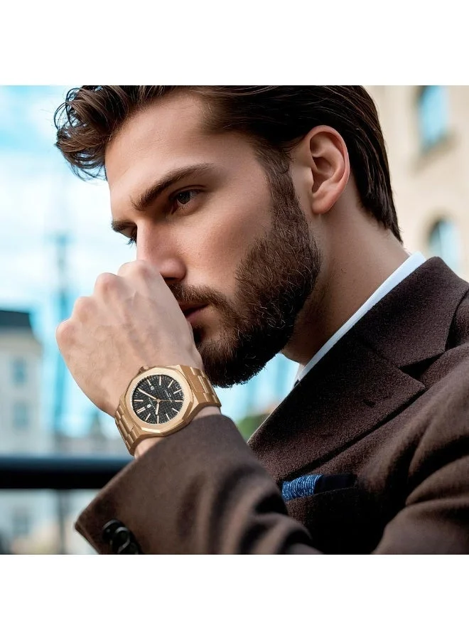 Sapphero  SAPPHERO Men's Watch Octagonal Stainless Steel 50M Waterproof Luminous Wristwatch Luxury Analog Quartz Watch for Men with Date Elegant Mens for Men | Best Price UAE