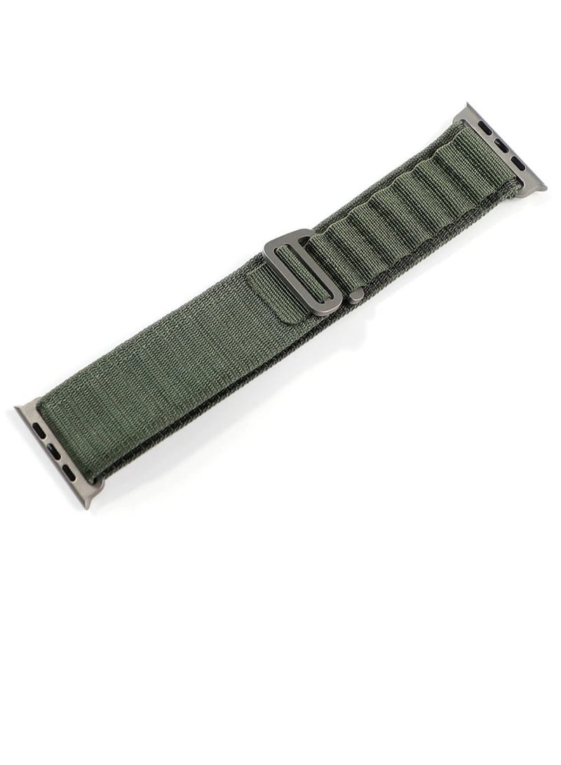 Olive green nylon replacement band compatible with Apple Watch Series 10/11, size 45/46/49mm - Image 2