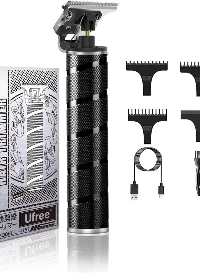 UFREE مقص شعر للرجال، مقص لحية كهربائي للرجال، ماكينة حلاقة لاسلكية، مجموعة قص الشعر، هدايا للرجال (أسود) - Image 1