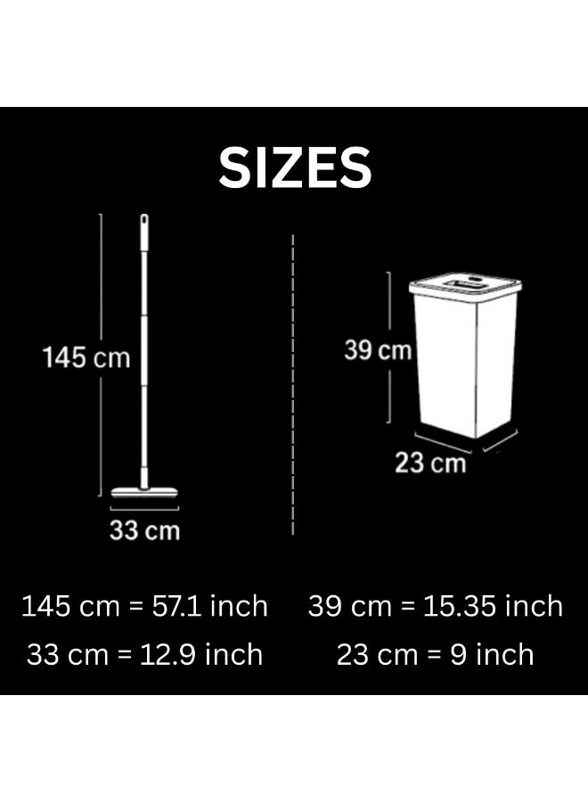 Flat Mop and Bucket Set for Floor Cleaning – Microfiber Flat Mop with Long Handle and Wringer Bucket – Squeeze Mop for Wet and Dry Use – Ideal for Home, Window, and Floor Cleaning in UAE  - Image 3