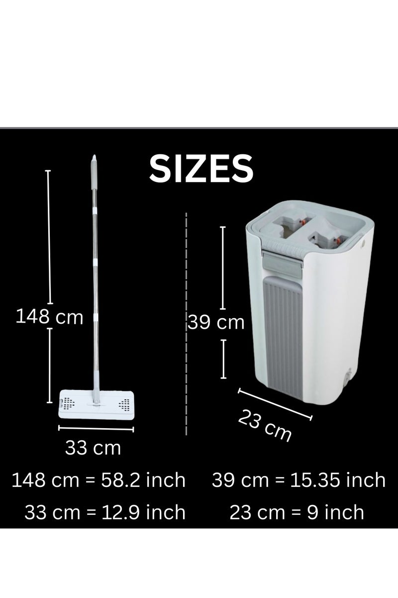 Flat Mop and Bucket Set for Floor Cleaning – Microfiber Flat Mop with Long Handle and Wringer Bucket – Squeeze Mop for Wet and Dry Use – Ideal for Home, Window, and Floor Cleaning in UAE - Image 3