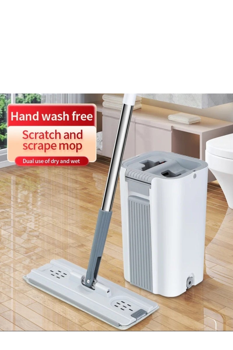 Flat Mop and Bucket Set for Floor Cleaning – Microfiber Flat Mop with Long Handle and Wringer Bucket – Squeeze Mop for Wet and Dry Use – Ideal for Home, Window, and Floor Cleaning in UAE - Image 2
