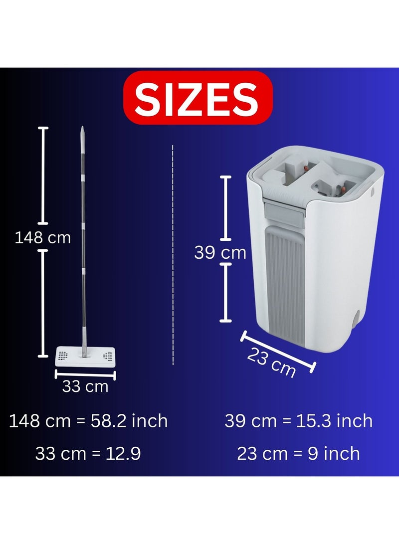 Flat Mop and Bucket Set for Floor Cleaning – Microfiber Flat Mop with Long Handle and Wringer Bucket – Squeeze Mop for Wet and Dry Use – Ideal for Home, Window, and Floor Cleaning in UAE - Image 3